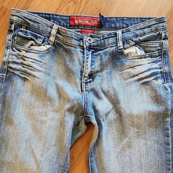 "RICH COW JEANS" Junior's Size 11 Faded Denim Boot Cut  Blue Jeans - Picture 4 of 13
